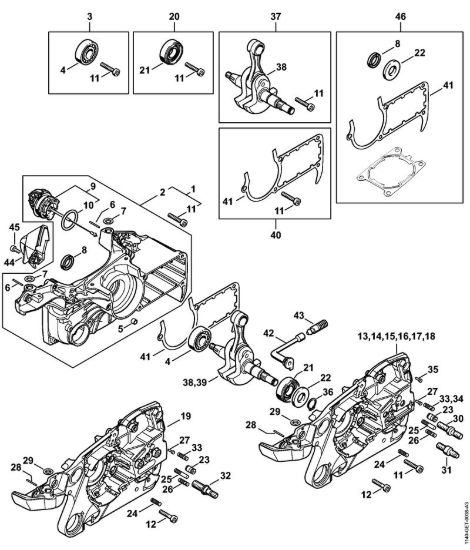Carter albero a gomito Motoseghe a benzina (MS) MS 362 C-MQ della marca STIHL