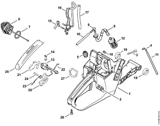 Corpo serbatoio Motoseghe a benzina (MS) MS 381 della marca STIHL