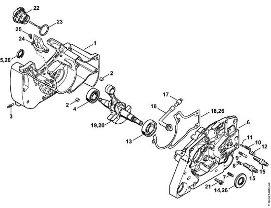 Carter albero a gomito Motoseghe a benzina (MS) MS 382 della marca STIHL