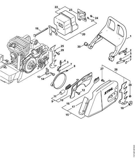 Freno catena, silenziatore Motoseghe a benzina (MS) MS 390 della marca STIHL