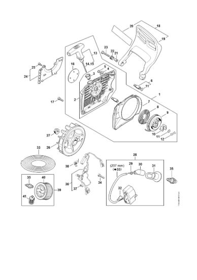 Picture of Dispositivo di avviamento, Protezione mano, Impianto di accesione MS 400 C-M