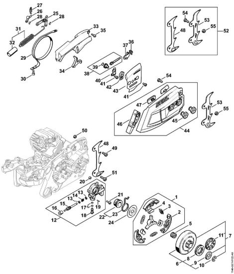 Frizione, Pompa olio, Freno catena Motoseghe a benzina (MS) MS 400 C-M della marca STIHL