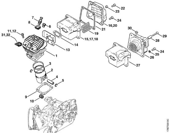 Cilindro Motoseghe a benzina (MS) MS 440-N della marca STIHL