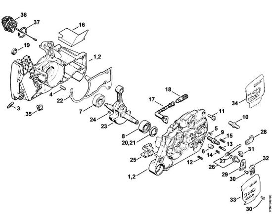 Carter albero a gomito, albero a gomito Motoseghe a benzina (MS) MS 440-W della marca STIHL