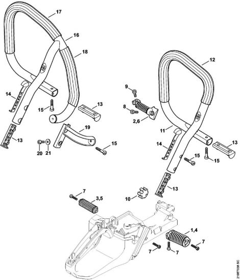 Sistema AV, Manico tubolare Motoseghe a benzina (MS) MS 441 C-M della marca STIHL