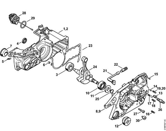 Carter albero a gomito Motoseghe a benzina (MS) MS 441 C-M W della marca STIHL