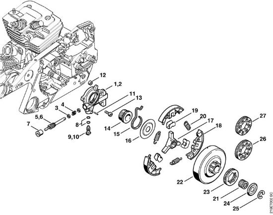 Pompa olio, frizione Motoseghe a benzina (MS) MS 441 C-MQ della marca STIHL