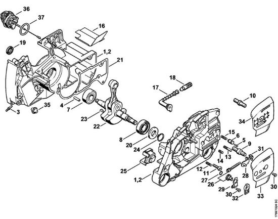 Carter albero a gomito, albero a gomito Motoseghe a benzina (MS) MS 460-W della marca STIHL