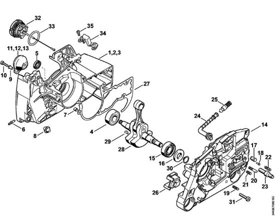 Carter albero a gomito, albero a gomito Motoseghe a benzina (MS) MS 461 della marca STIHL