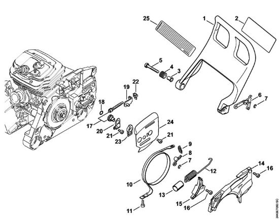 Protezione mano, freno catena, Dispositivo tendicatena Motoseghe a benzina (MS) MS 461 della marca STIHL