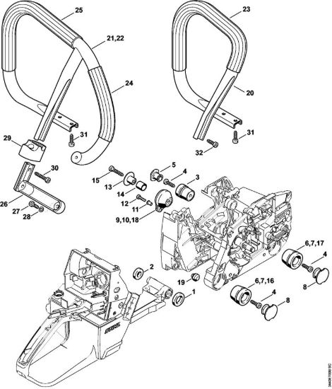 Sistema AV, Manico tubolare Motoseghe a benzina (MS) MS 461 della marca STIHL