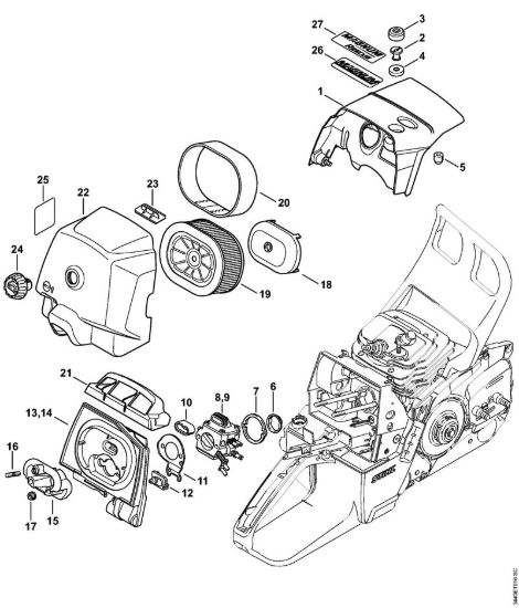 Cappottatura, filtro aria Motoseghe a benzina (MS) MS 461-VW della marca STIHL