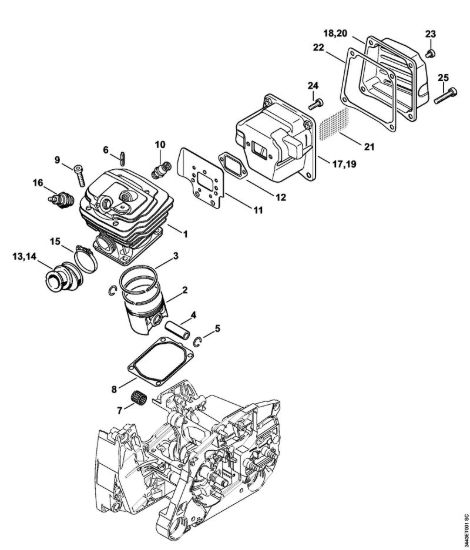 Cilindro, silenziatore Motoseghe a benzina (MS) MS 461-VW della marca STIHL