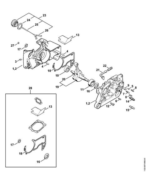 Carter albero a gomito Motoseghe a benzina (MS) MS 660-Magnum della marca STIHL