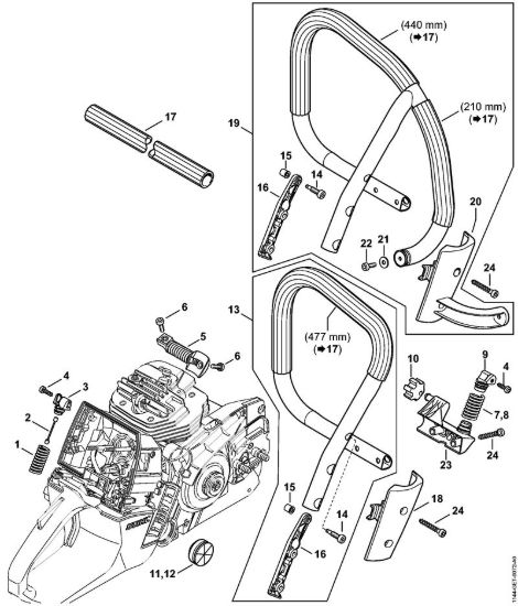 Sistema AV, Manico tubolare Motoseghe a benzina (MS) MS 661 C-M della marca STIHL
