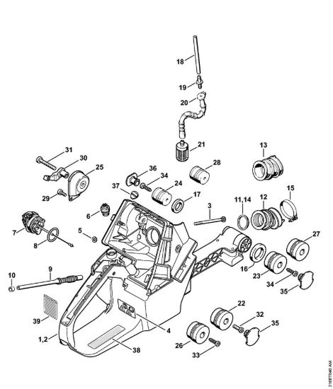 Corpo serbatoio, sistema AV Motoseghe a benzina (MS) MS 880 della marca STIHL
