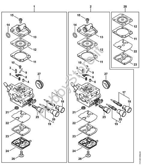 Carburatore 1137/13, 1137/17 Motoseghe a benzina (MS) MS 193 C-E della marca STIHL