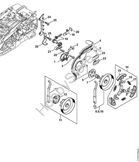 Pompa olio, frizione Motoseghe a benzina (MS) MS 193 C-E della marca STIHL