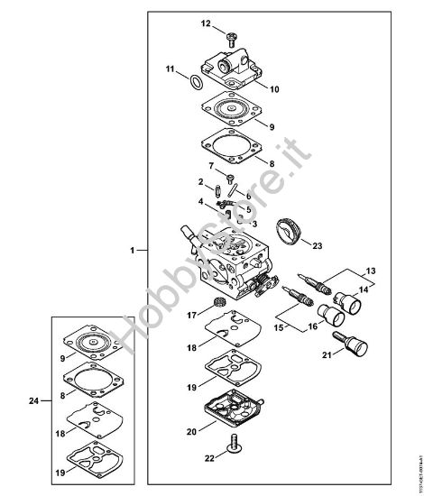 Carburatore 1137/21 Motoseghe a benzina (MS) MS 194 T della marca STIHL