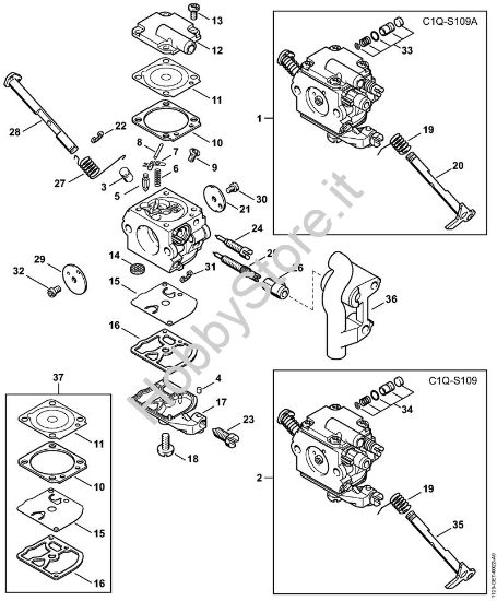 Carburatore C1Q-S109 C1Q-S109 Giappone Motoseghe a benzina (MS) MS 200 della marca STIHL