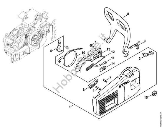 Coperchio rocchetto catena Motoseghe a benzina (MS) MS 200 della marca STIHL