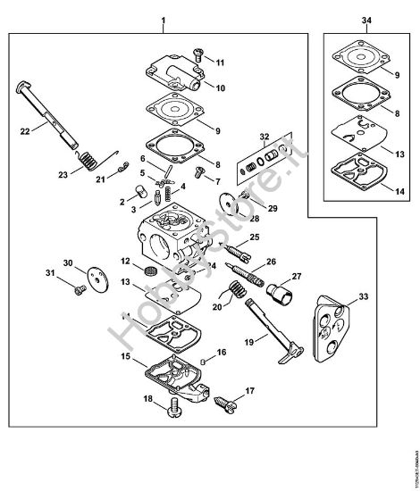 Carburatore C1Q-S128 Giappone Motoseghe a benzina (MS) MS 200 T della marca STIHL