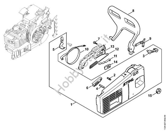 Coperchio rocchetto catena Motoseghe a benzina (MS) MS 200 T della marca STIHL