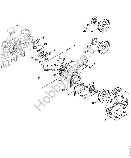 Pompa olio, frizione Motoseghe a benzina (MS) MS 200 T della marca STIHL