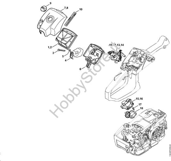 Filtro aria, Coperchio sede carburatore M-Tronic Motoseghe a benzina (MS) MS 201 C-EM della marca STIHL