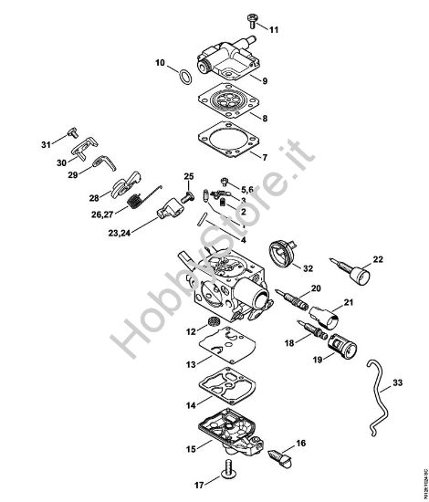 Carburatore C1Q-S251, C1Q-S249, C1Q-S215, C1Q-S189 Motoseghe a benzina (MS) MS 201 TC-E della marca STIHL