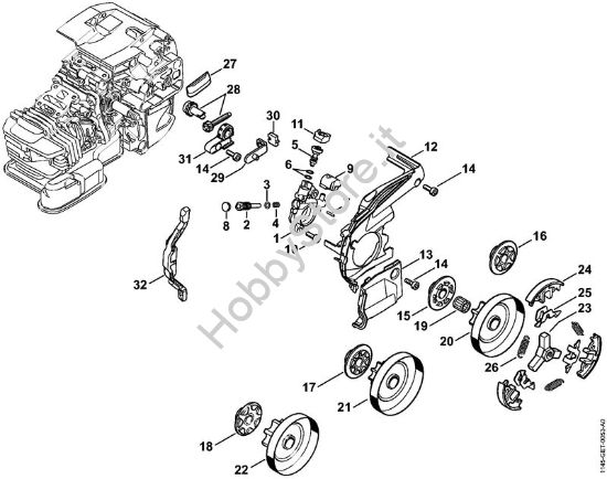 Pompa olio, frizione Motoseghe a benzina (MS) MS 201 TC-M della marca STIHL
