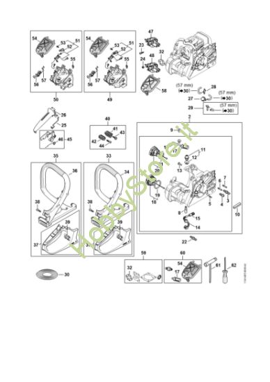 Picture of Carcassa motore, Filtro aria, Sistema AV, Manico tubolare MS 212 C-BE