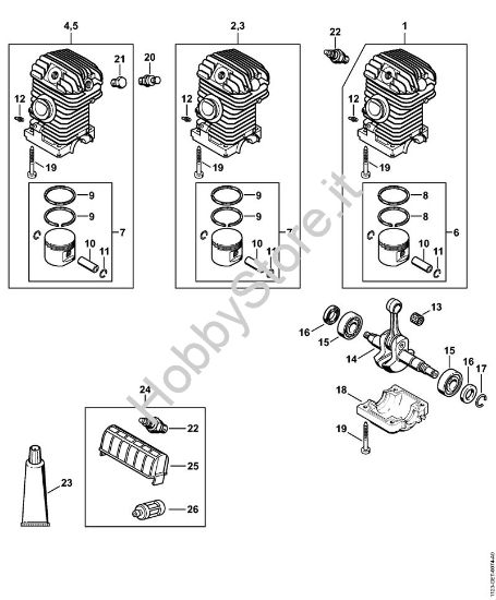 Gruppo propulsore Motoseghe a benzina (MS) MS 230 della marca STIHL