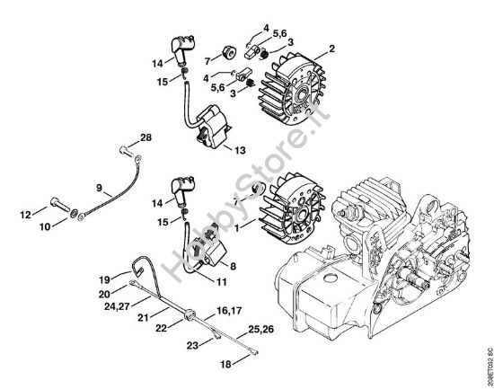 Impianto di accesione Motoseghe a benzina (MS) MS 230 della marca STIHL