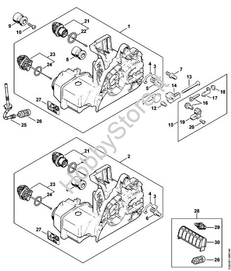 Carcassa motore Motoseghe a benzina (MS) MS 230 C-B della marca STIHL