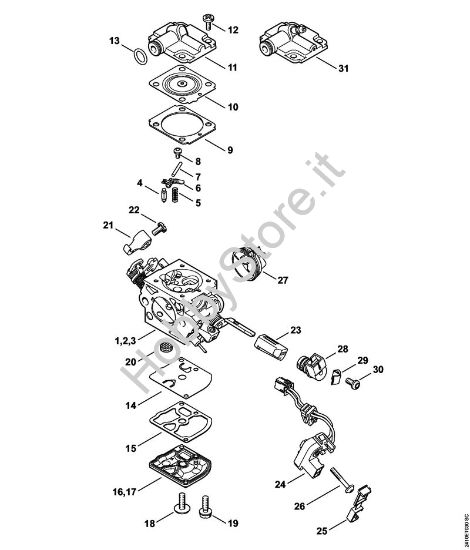 Carburatore C1Q-S275, C1Q-S276, C1Q-S277 Motoseghe a benzina (MS) MS 241 C-BEM della marca STIHL