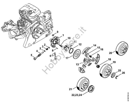 Pompa olio, frizione Motoseghe a benzina (MS) MS 241 C-BEM della marca STIHL