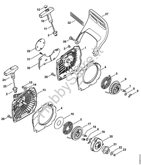 Dispositivo di avviamento, Protezione mano Motoseghe a benzina (MS) MS 241 C-M della marca STIHL