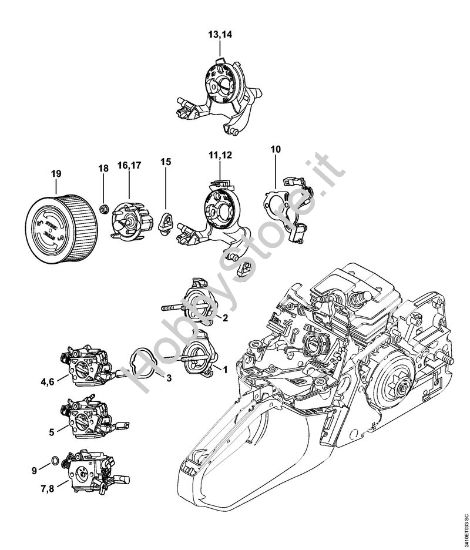 Supporto carburatore, Filtro aria Motoseghe a benzina (MS) MS 241 C-M della marca STIHL