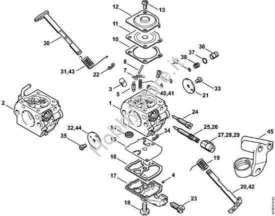 Carburatore C1QÂ­S84, C1Q-100335 Motoseghe a benzina (MS) MS 250 della marca STIHL