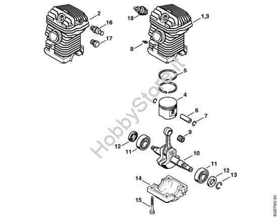 Gruppo propulsore Motoseghe a benzina (MS) MS 250 C-B della marca STIHL