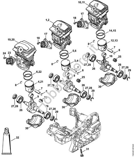Cilindro Motoseghe a benzina (MS) MS 251 C-BE della marca STIHL
