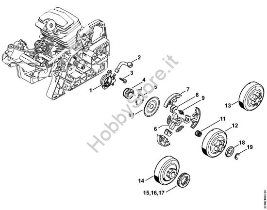 Pompa olio, frizione Motoseghe a benzina (MS) MS 251 C-BEQ della marca STIHL