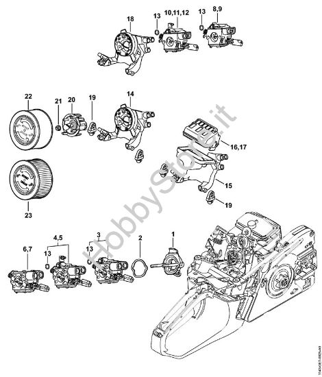 Supporto carburatore, Filtro aria Motoseghe a benzina (MS) MS 251 C-BEQ della marca STIHL