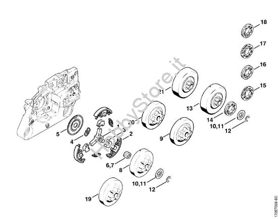 Frizione, rocchetto catena Motoseghe a benzina (MS) MS 260 della marca STIHL