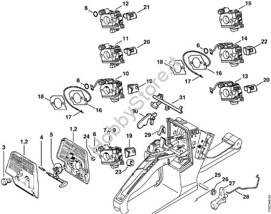 Filtro aria, comando gas Motoseghe a benzina (MS) MS 260-D della marca STIHL