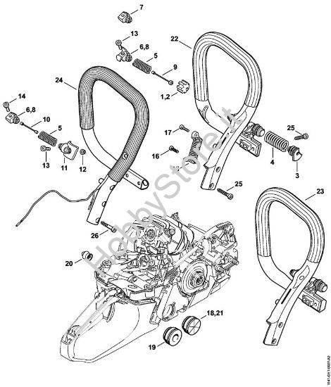 Sistema AV, Manico tubolare Motoseghe a benzina (MS) MS 261 della marca STIHL