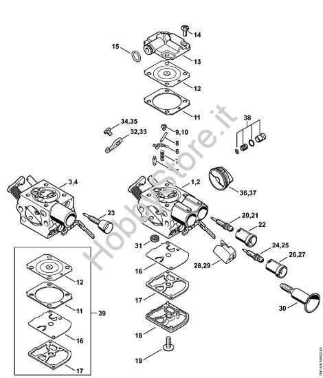 Carburatore C1Q-S246, C1Q-S252, C1Q-S211, C1Q-S178 Motoseghe a benzina (MS) MS 271 della marca STIHL