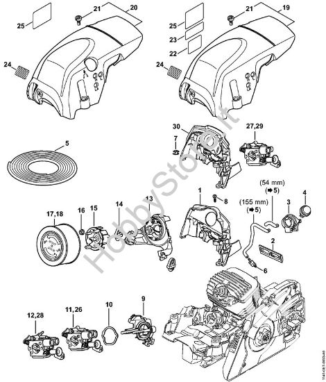 Condotto aria, Supporto carburatore, Cappottatura Motoseghe a benzina (MS) MS 271 della marca STIHL