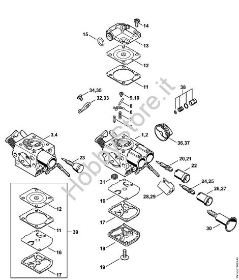Carburatore C1Q-S247, C1Q-S253, C1Q-S212, C1Q-S179 Motoseghe a benzina (MS) MS 271 C-BE della marca STIHL